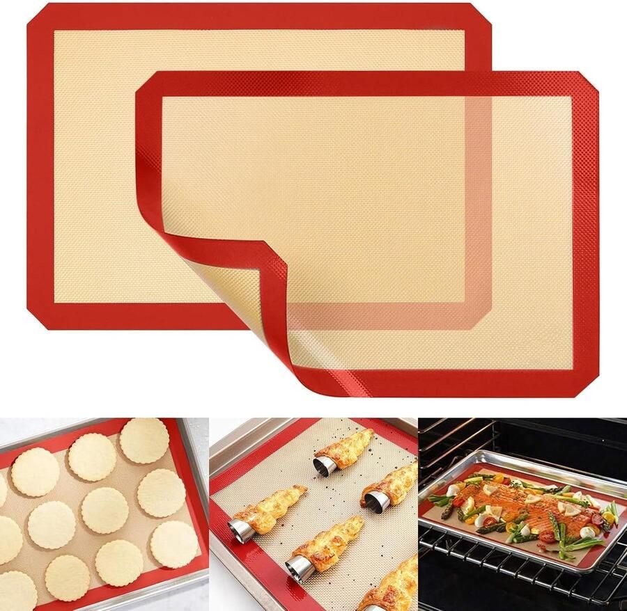 Herbruikbare Bakmat Cakebladen Oven Bakken Brood Koekjes Non-stick Glasvezel 42 x 29.5 cm Rood