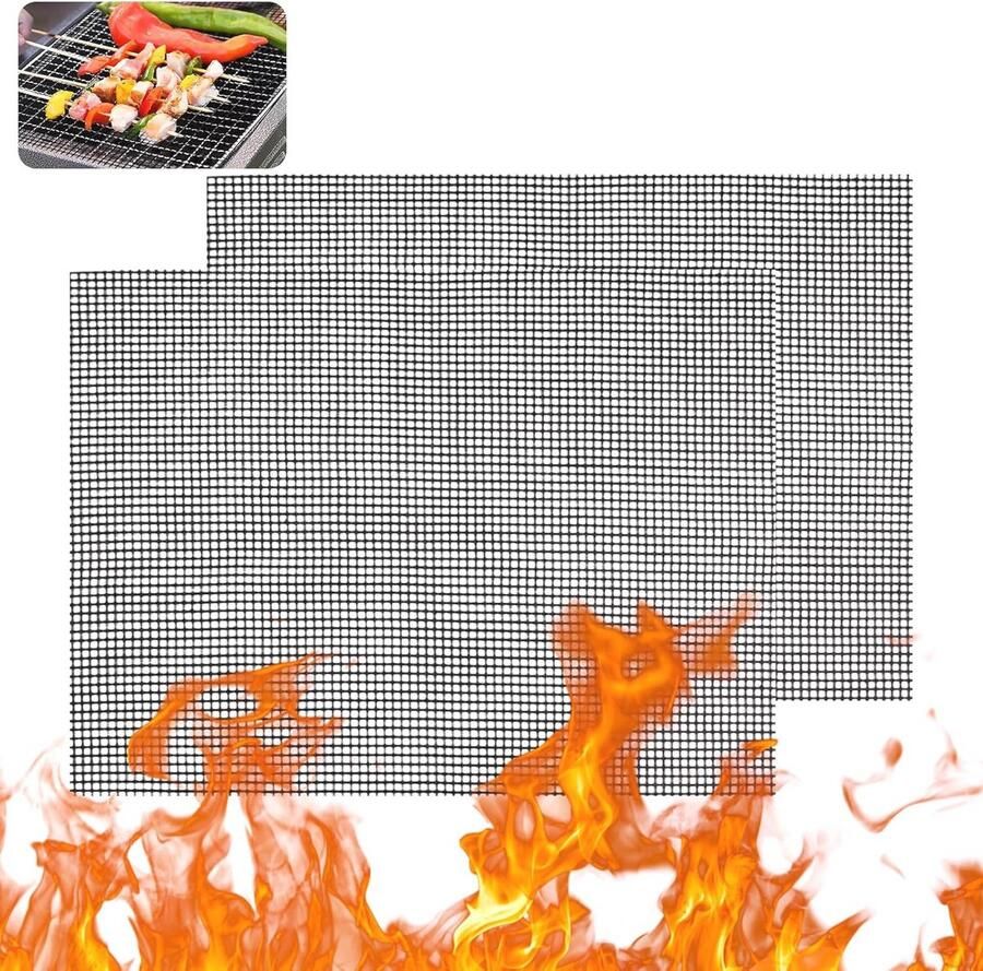 Herbruikbare BBQ Bakmat 42x36cm Anti-aanbak Grillmat voor Elektrische Grills en Luchtfriteuse