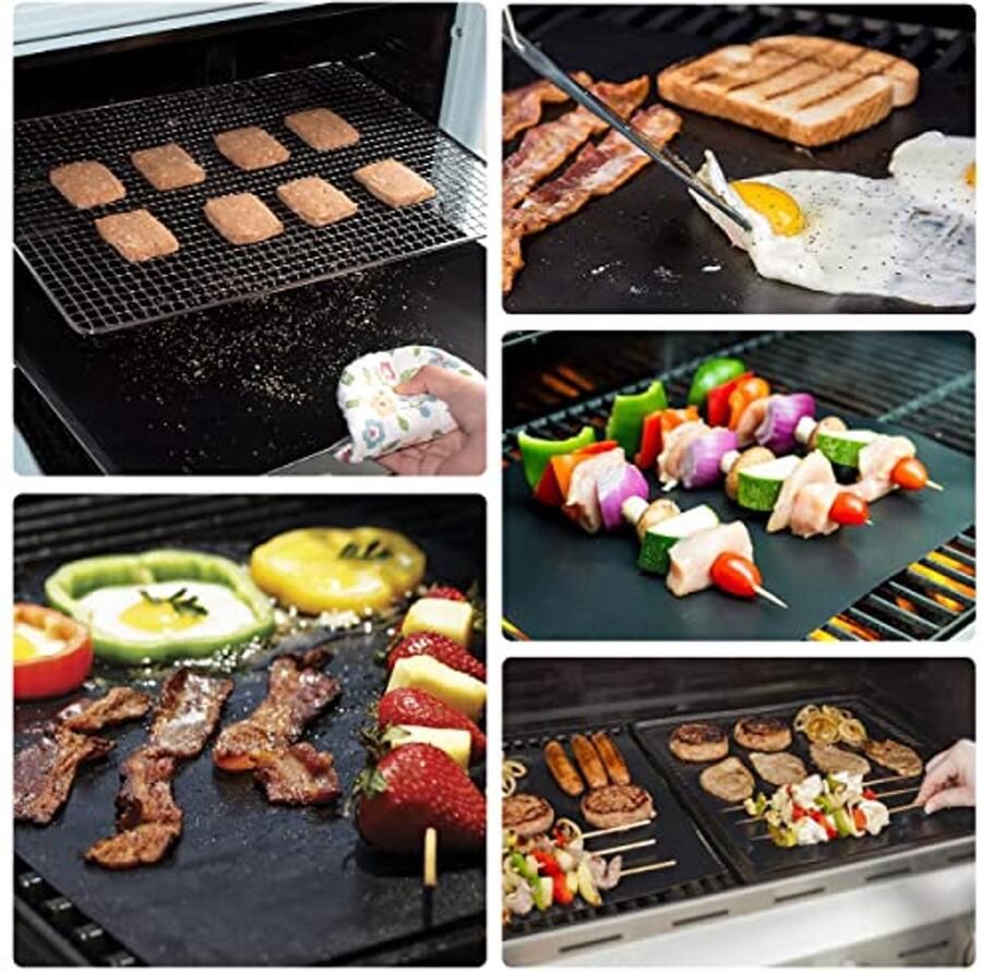Herbruikbare BBQ-grillmat 40x50 cm – 100% niet-stick kookmat voor grillen van vlees groenten en meer