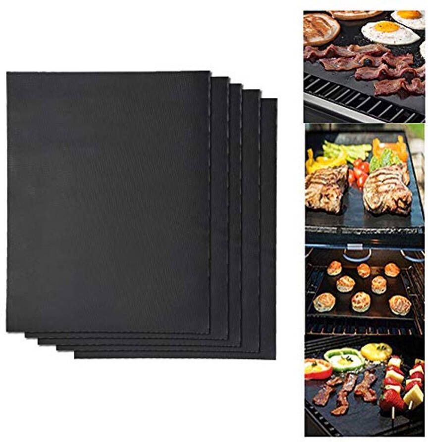 Herbruikbare BBQ-grillmatten set van 2 Anti-aanbakmatten voor gas- en houtskoolgrillen