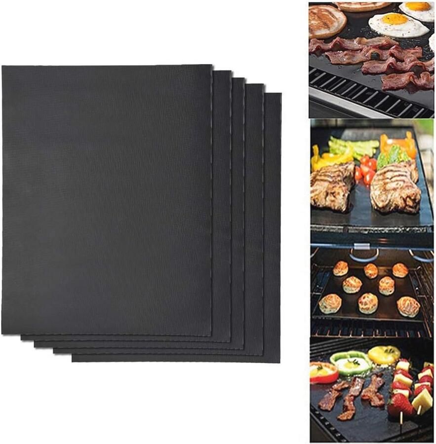 Herbruikbare BBQ-grillmatten set van 2 Anti-aanbakmatten voor gas- en houtskoolgrillen