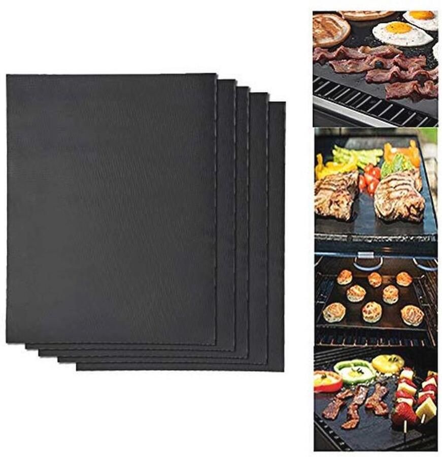 Herbruikbare BBQ-grillmatten set van 2 Anti-aanbakmatten voor gas- en houtskoolgrillen