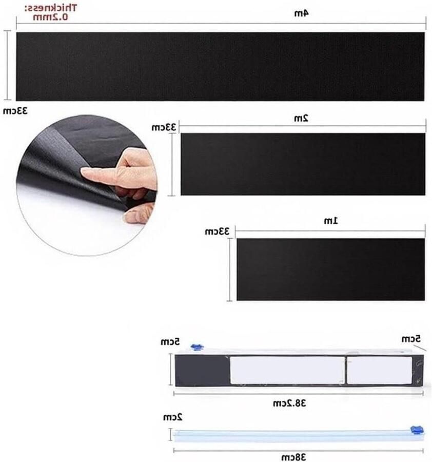Herbruikbare BBQ Mat Grill Mat Gezond Grillen Non-stick Glasvezel 5 Meter Rol Zwart
