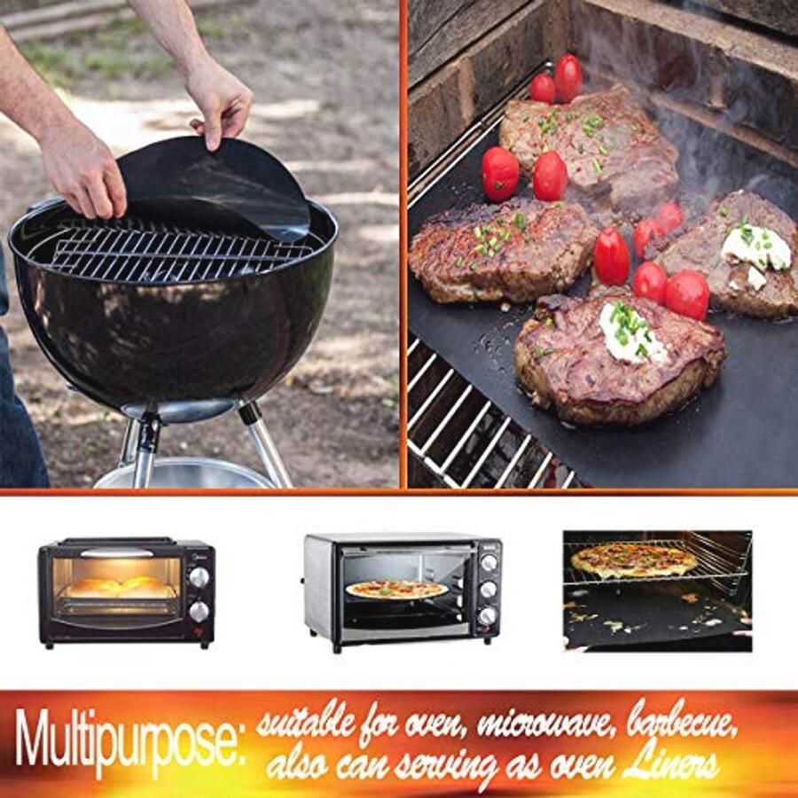 Herbruikbare BBQ-matten Set van 5 Antiaanbak FDA-goedgekeurd en PFOA-vrij Voor alle grill نوعen
