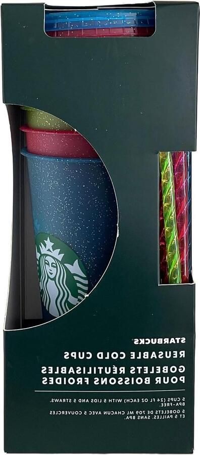 Herbruikbare Bekers Ijskoffie Bekers Drinken To Go Set van 5 710 ml Kerstkleuren