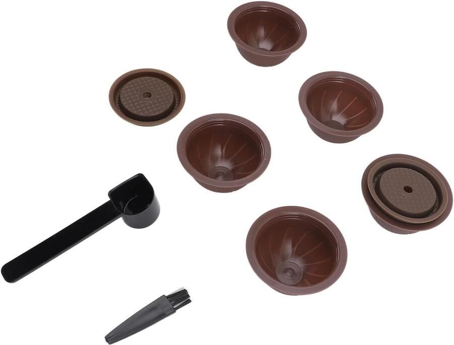 Herbruikbare Capsule Kit voor Vertuoline Koffiezetapparaat met 5 Lege Navulbare Pods 2 Siliconen Discjes en Lepelborstel voor Duurzaam Koffiegenot