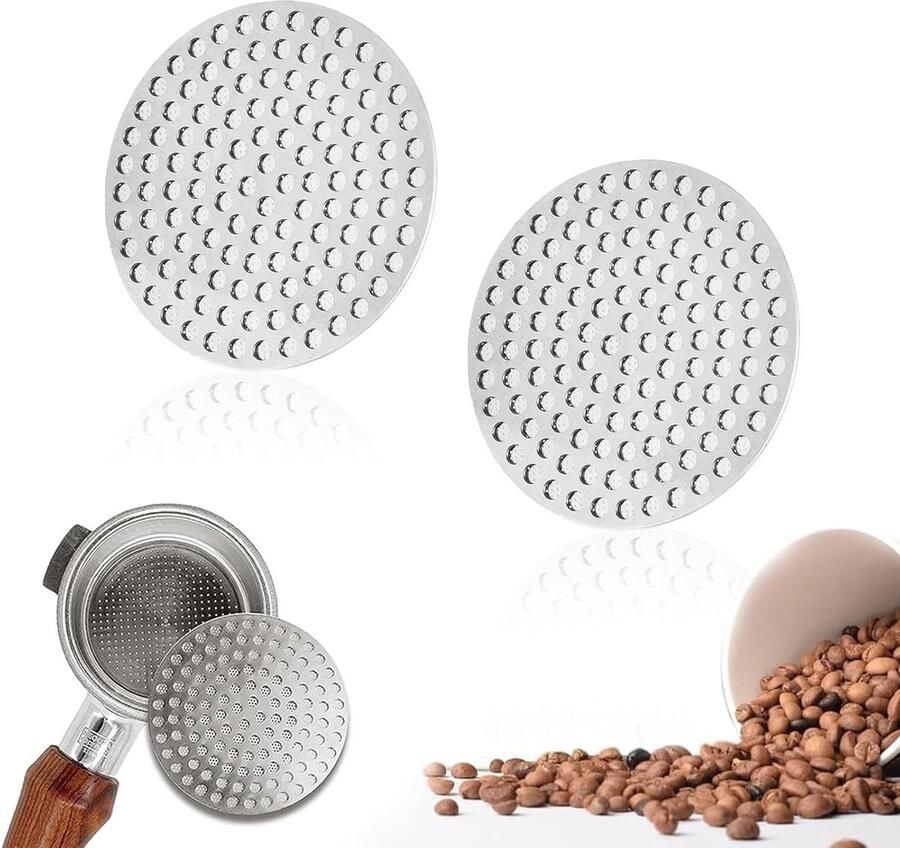 Herbruikbare Espresso Filter Set van 2 Stuks 58 mm Puck Strainer voor Strainer Carrier RVS 304 0.8 mm Dikte Ideaal voor Koffieliefhebbers