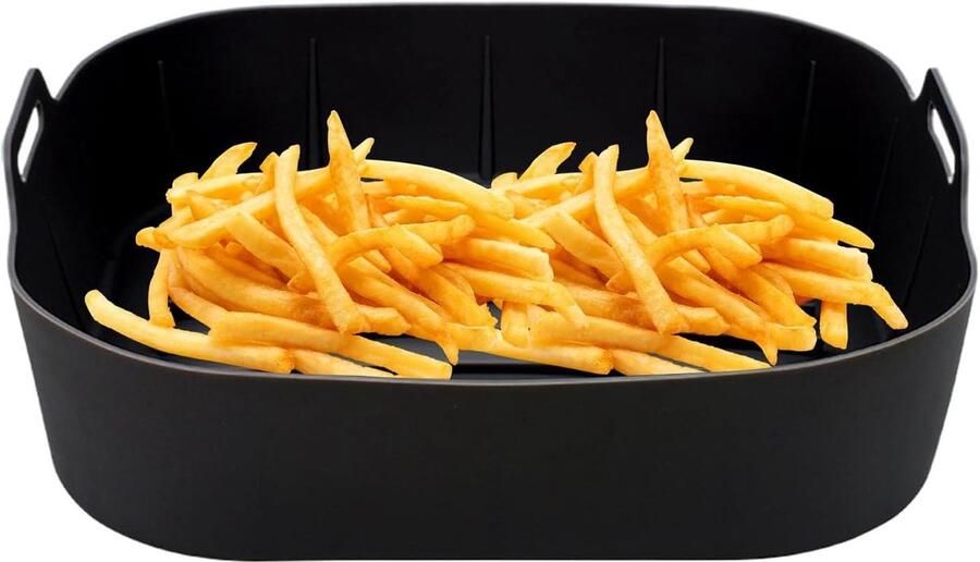 Airfryer Mand Liners Siliconen Vellen Moeiteloos Koken 3D Vetafvoer 223 cm Zwart