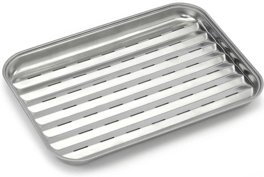 Herbruikbare grillpan Grillschaal barbecueën zonder schoonmaken Met perforatiegaatjes 34.5x24cm Zilver