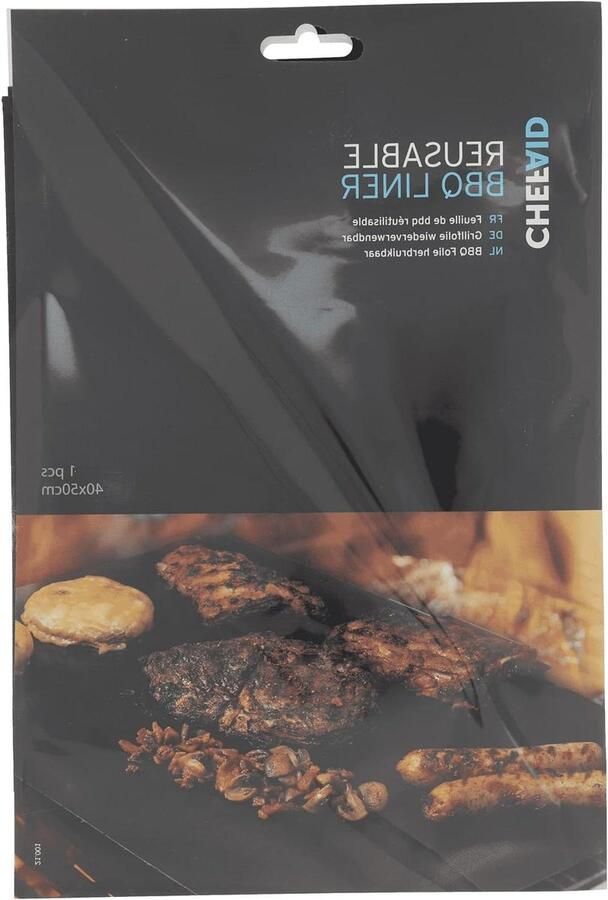 Herbruikbare Grillplaat BBQ Liner Bakplaat Buiten Koken Tegen Aanbakken 50 x 40 cm Zwart