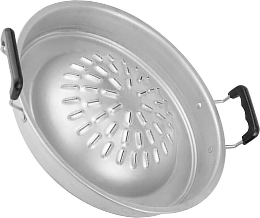 Herbruikbare Grillplaat Grillpan Kookplaat Barbecue Feest Dubbele Handgrepen 38x35x8 cm Zwart