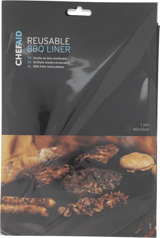 Herbruikbare Grillplaat voor de Barbecue Zwart 50 x 40 cm Antiaanbaklaag Voor Buiten en Binnen Gebruik