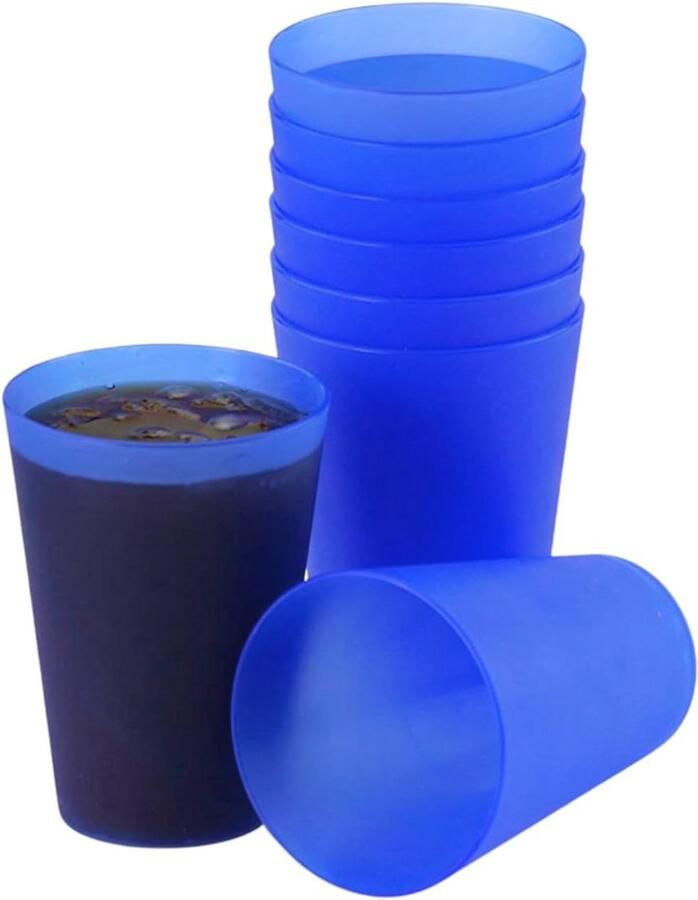 Herbruikbare Hartplastic Drinkbekers 10 Stuks 400 ml Blauwe Cocktailglazen voor Feesten en Campings