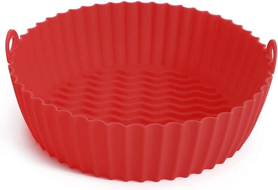 Herbruikbare Hittebestendige Siliconen Airfryer Inzetbak voor 3 tot 5 Liter Rood 8.5 Inch