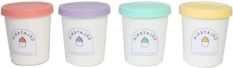 Herbruikbare ijspotjes IJscontainers Dessertbakjes Zelf ijs maken Met receptenboekje 220 ml Gekleurd