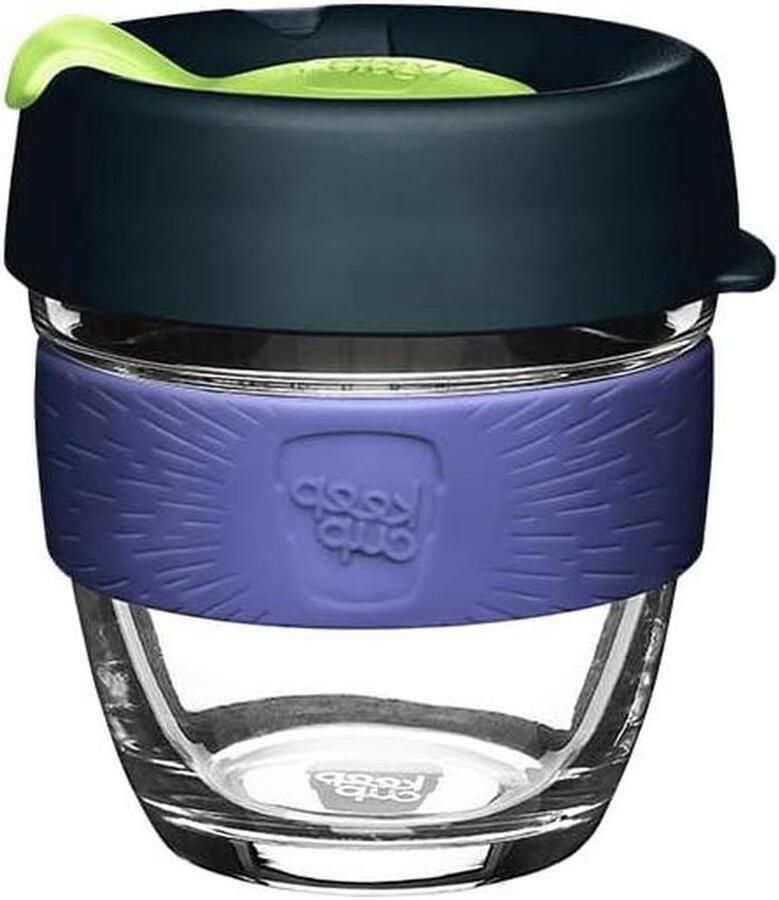 Herbruikbare Koffiebeker Glazen To Go Cup Drinken Onderweg Barista Standaard Ontwerp 220 ml Donkerblauw