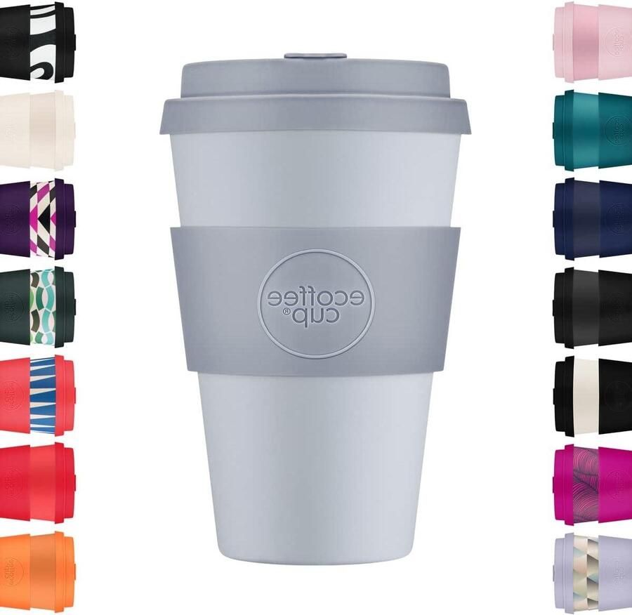 Herbruikbare Koffiebeker Reisbeker Planten Duurzaam Koffie Drinken 100% Plantaardig Materiaal 400ml Glitter Tind