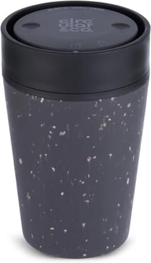 Herbruikbare koffiebeker Reismok lekvrij Onderweg drinken Gemaakt van gerecyclede bekers 227 ml Grijs inktzwart