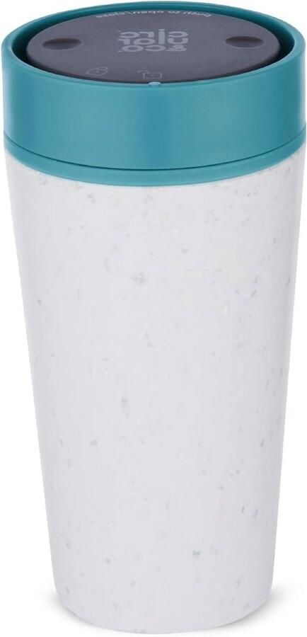 Herbruikbare koffiebeker Reismok thermos Onderweg drinken Gemaakt van gerecycled materiaal 340 ml Krijt aquamarijn