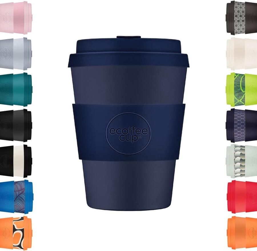 Herbruikbare Koffiebeker To Go Cup Duurzaam Koffie Drinken Gemaakt van Plantenmateriaal 340 ml Donkerblauw