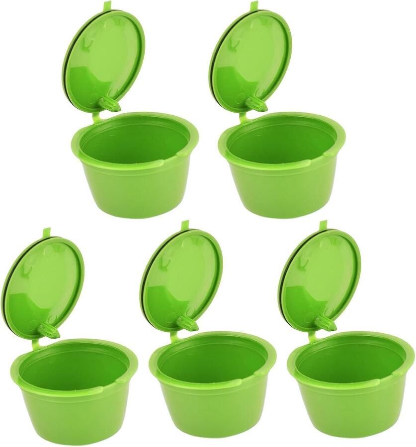 Herbruikbare Koffiecapsules 5 Stuks Koffiefilters Navulbare Capsules met Maatlepel Geschikt voor Koffiemachines en Melkopschuimers
