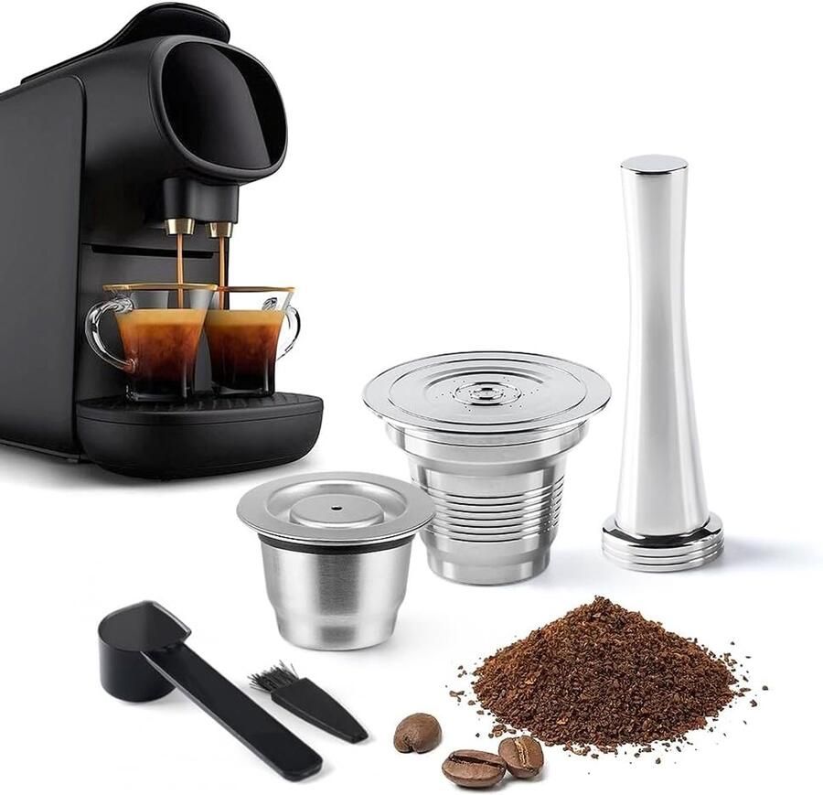 Herbruikbare koffiecapsules geschikt voor L'OR Barista LM8012 60 metalen navulbare koffiepads compatibel met L'or Espresso koffiemachine met