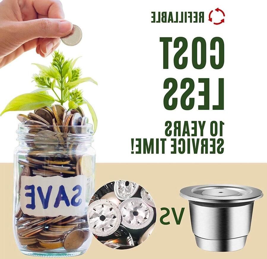 Herbruikbare Koffiecapsules Navulbare Pods Espresso Maken Roestvrij Staal 3 Stuks Zilver