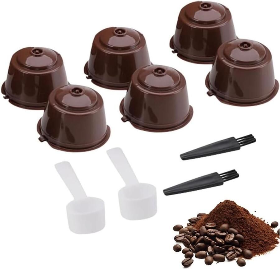 Herbruikbare Koffiecapsules Set van 6 Vulbare Capsules voor Dolce Gusto Machine Duurzaam en Milieuvriendelijk Koffiegenot