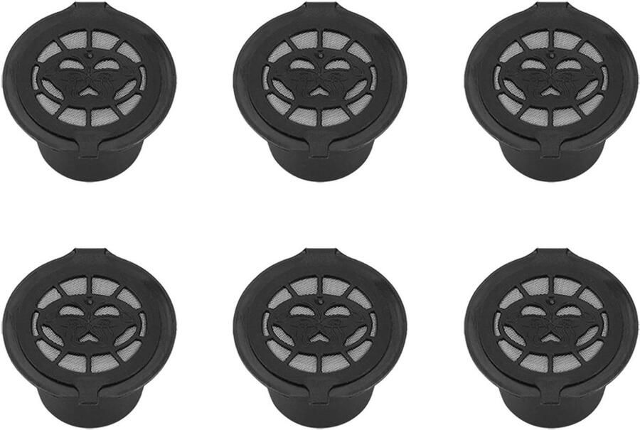 Herbruikbare Koffiecapsules van RVS 6 Stuks Vervangbare Filters voor Koffiemachines met Vijf Gat Ontwerp Universele K Cups voor Koffieliefhebbers