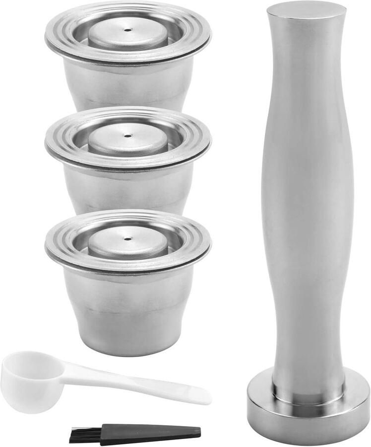 Herbruikbare Koffiecup Navulbare Pods Espresso Maken Roestvrij Staal 3 Stuks Zilver
