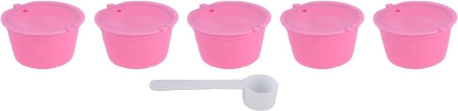 Herbruikbare Koffiefilterset van 5 Stuks met Lepel en RVS Koffiecapsule voor Nescafe Dolce Gusto Modellen Duurzaam Milieuvriendelijk en Geschikt voor Thuisgebruik