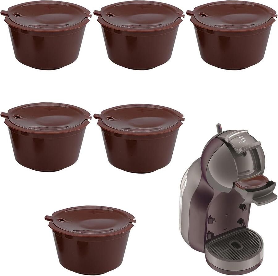 Herbruikbare Koffiepads Set van 6 Navulbare Capsules voor Dolce Gusto Machines Duurzaam en Milieuvriendelijk Koffiefilter