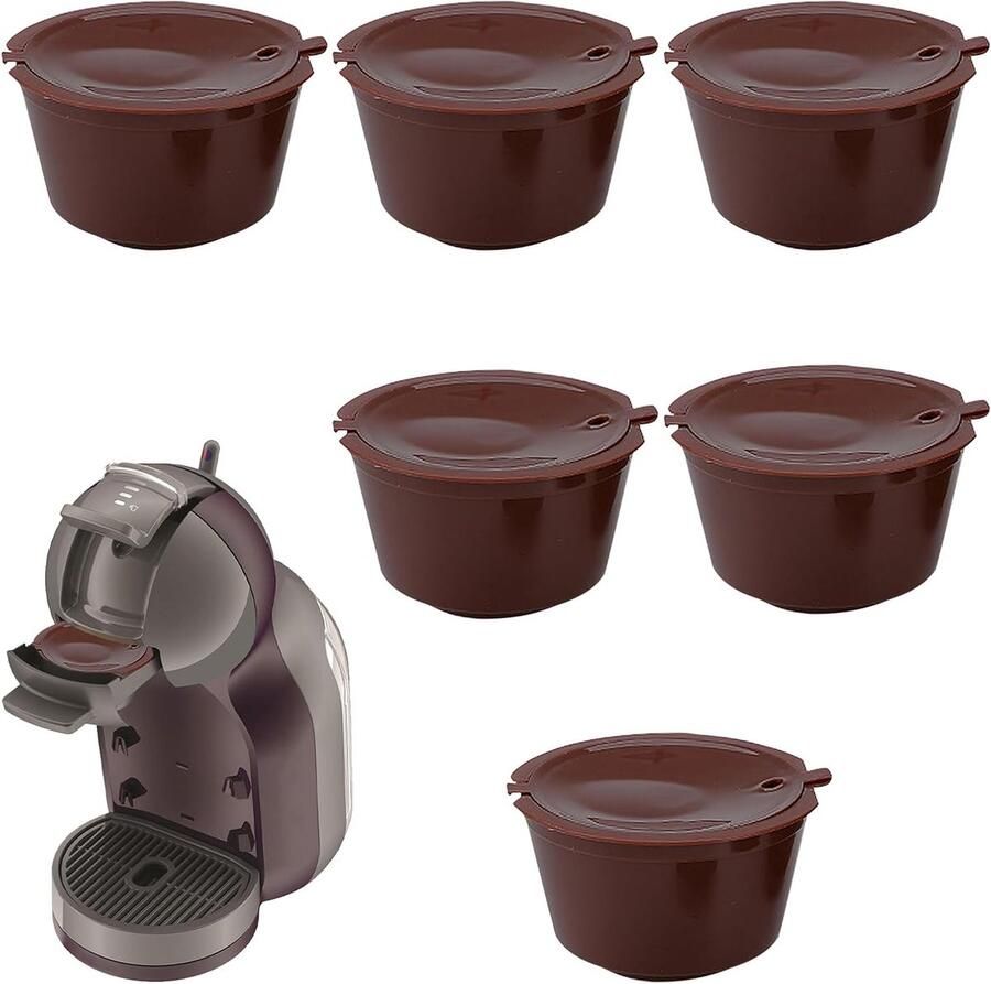 Herbruikbare Koffiepads Set van 6 Vullbare Capsules voor Dolce Gusto Machines Duurzame Koffiefilters voor Milieuvriendelijk Koffiegenot