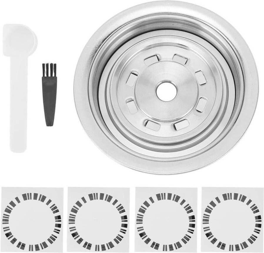 Herbruikbare koffiepadsadapter met stickers en lepelborstel Roestvrijstalen converter voor koffiemachine Geschikt voor ENV135 GCA1 Next Pop 150 ml