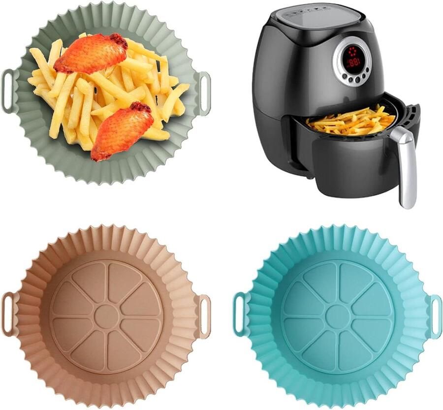 Herbruikbare luchtfriteuse siliconen pot 3 stuks accessoires voor luchtfriteuse oven magnetron cakevorm herbruikbare siliconen matten