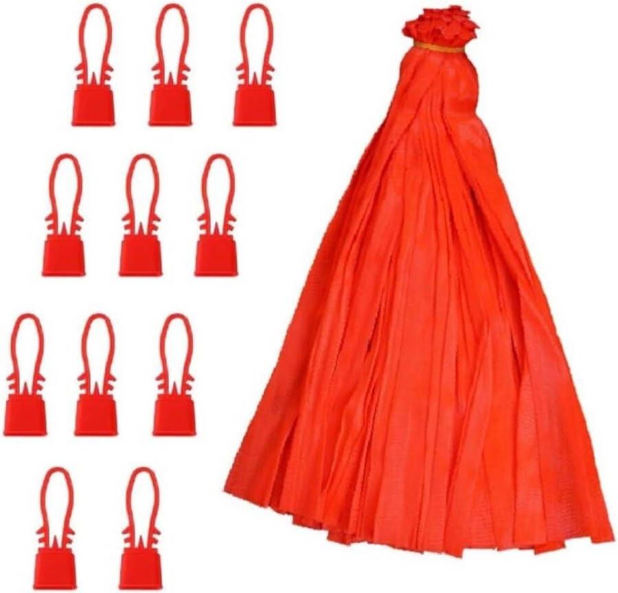 Herbruikbare netzakken 100 stuks voor winkelen en bewaren van groenten en fruit rood