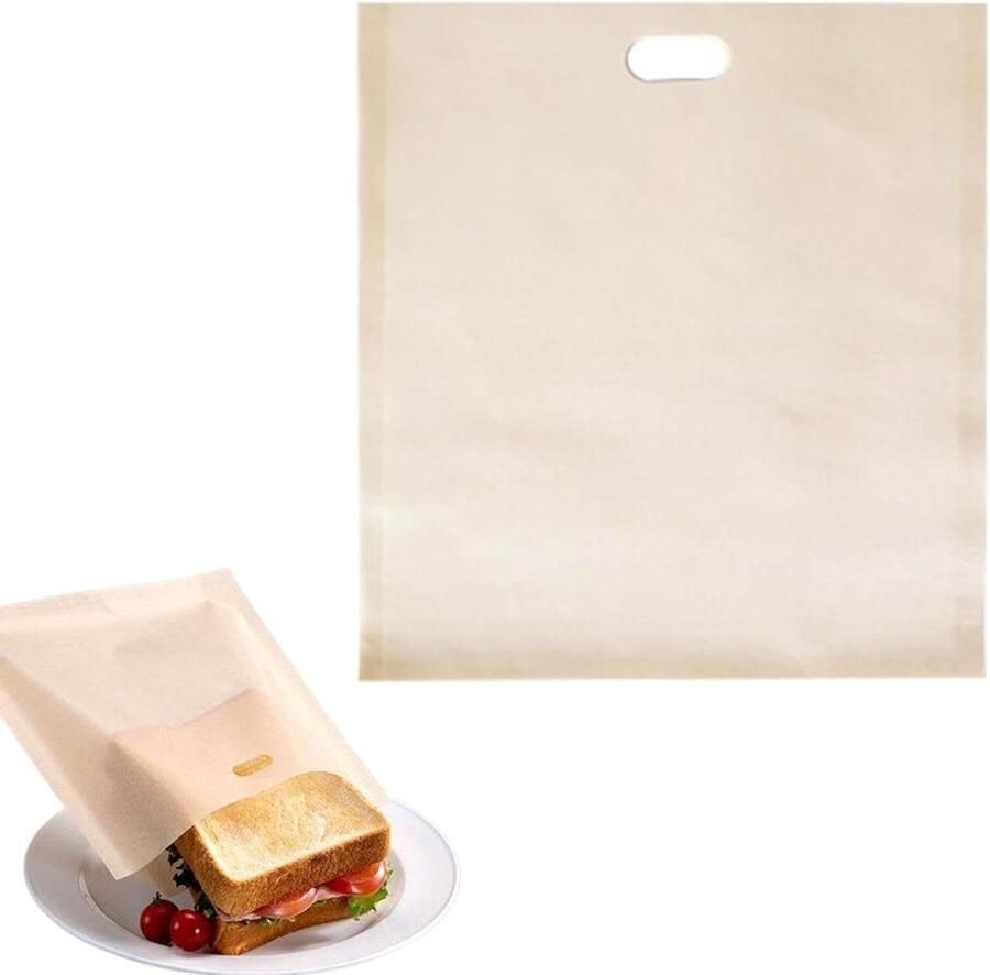 Herbruikbare Roosterzakken Wasbare Voedselzakken Gegrilde Snacks Maken Antiaanbaklaag 16 x 16.5 cm Grijs