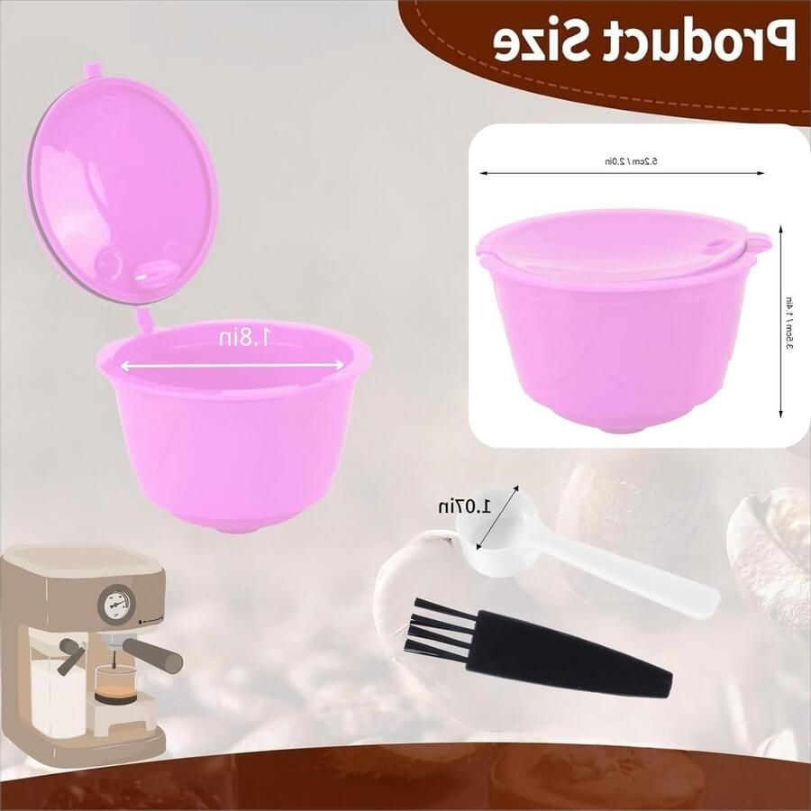 Herbruikbare RVS Capsule Set voor Dolce Gusto Koffiemachine Vulbare Koffiefiltercups met 3 Capsules 1 Lepel en 1 Borstel voor Perfecte Koffieervaring