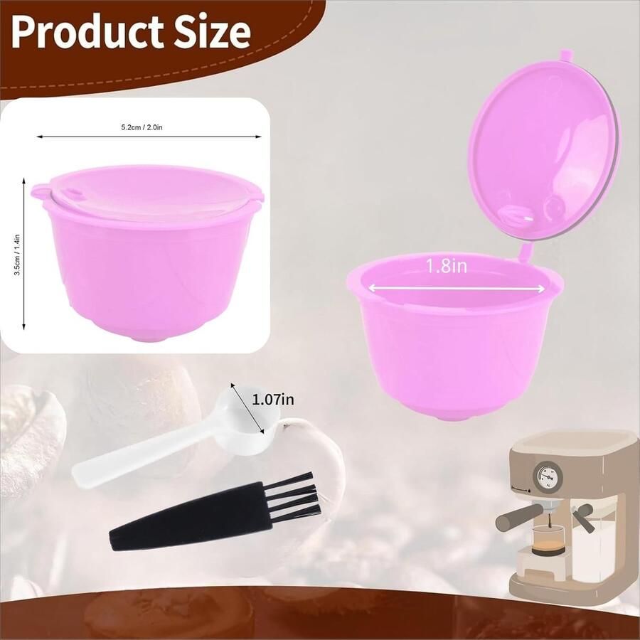 Herbruikbare RVS Capsule Set voor Dolce Gusto Koffiemachine Vulbare Koffiefilter met 3 Capsules 1 Lepel en 1 Borstel Duurzaam en Milieuvriendelijk