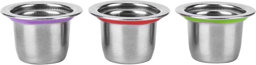 Herbruikbare RVS Koffiecapsules 3 Stuks Vervangbare Capsules voor Koffiemachines Duurzaam en Milieuvriendelijk