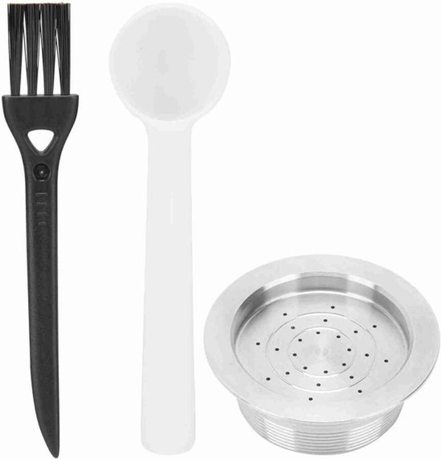 Herbruikbare RVS Koffiecapsules met Lepel en Borstel voor A MODO MIO JOLIE ESPRIA Koffiemachines Duurzaam Milieuvriendelijk en Geschikt voor Gemalen Koffie