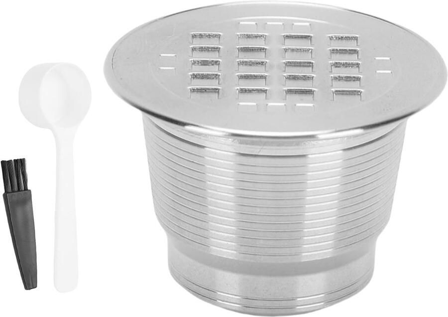 Herbruikbare RVS Koffiecapsules voor Espresso Navulbare Koffiepads met Borstel en Lepel Duurzame Filters voor Koffiemachines