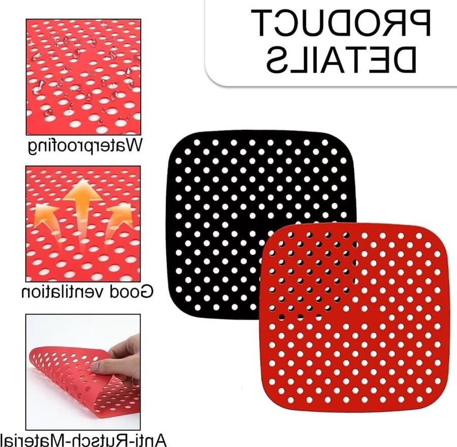 Herbruikbare silicone mat voor airfryer set van 2 perforaties voor betere luchtcirculatie hittebestendig en vaatwasserbestendig ideaal voor bakken en frituren