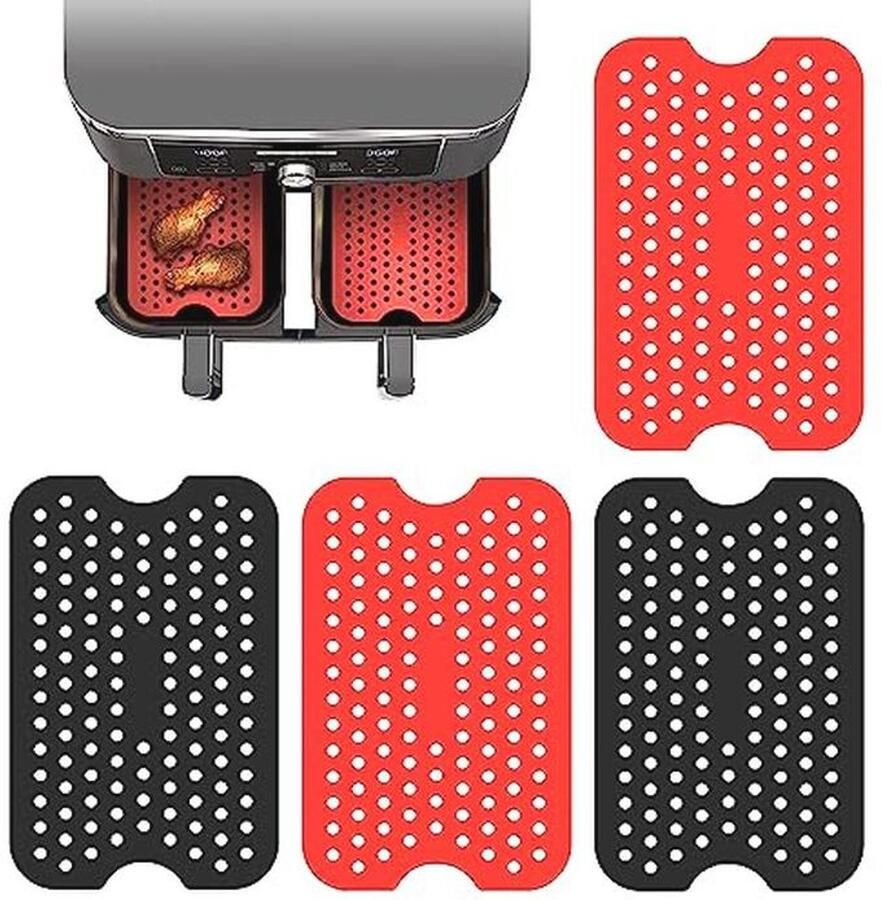 Herbruikbare Siliconen Airfryer Liner Perforerende Antikleefmat 19 5cm Vierkant (Set van 4)