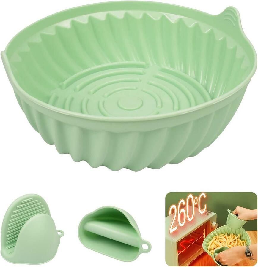 Herbruikbare Siliconen Airfryer Pot & Mand Hittebestendige Liner voor Oven en Magnetron