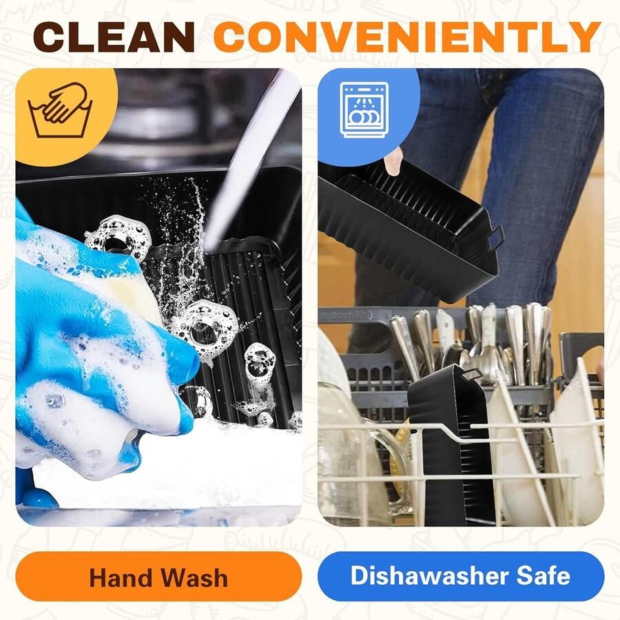 Herbruikbare Siliconen Bakjes – 2 stuks Voor Dubbele Airfryers (Geschikt voor Tower Vortex Salter)