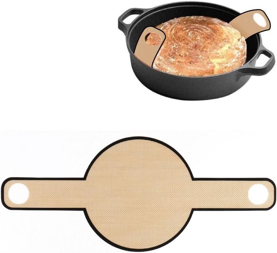 Herbruikbare Siliconen Bakmat met Lange Handvatten voor Dutch Oven en Broodbakken