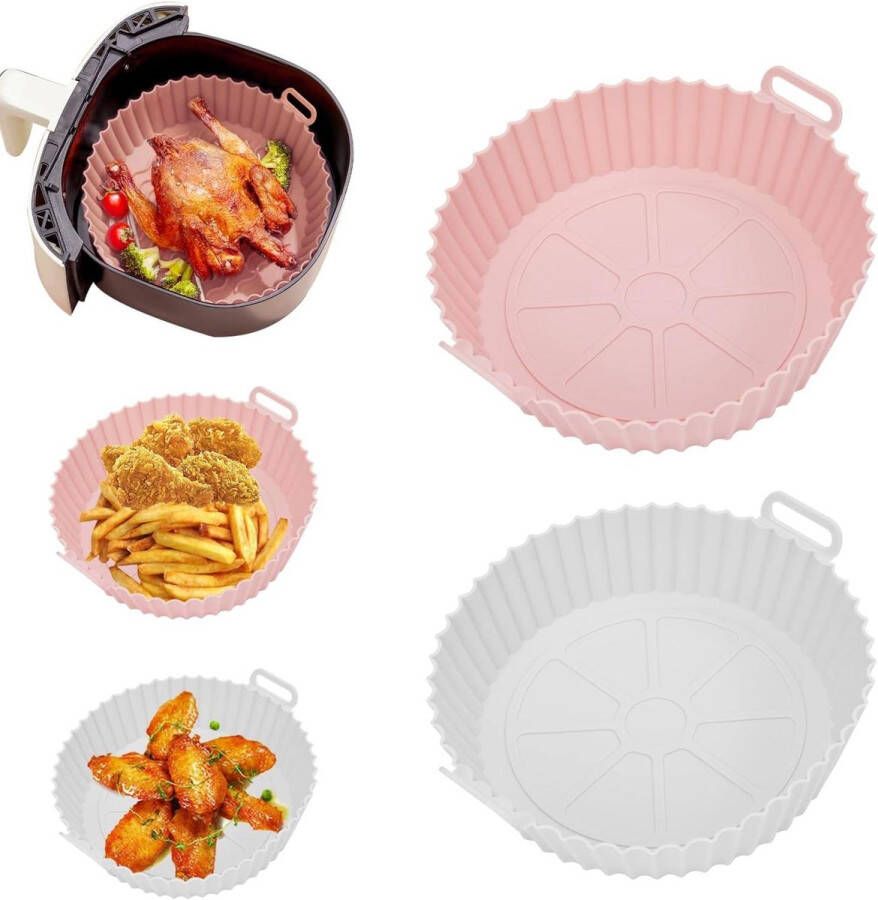 Herbruikbare siliconen bakplaat voor heteluchtfriteuse en magnetron 21 cm 2 stuks