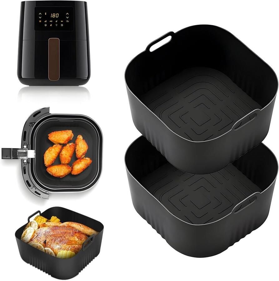 Herbruikbare Siliconen Liner voor Airfryer 2-Pack Geschikt voor 4.1L Ideaal voor Bakken en Koken Accessoires voor Keuken en Bakpapier Vervanging