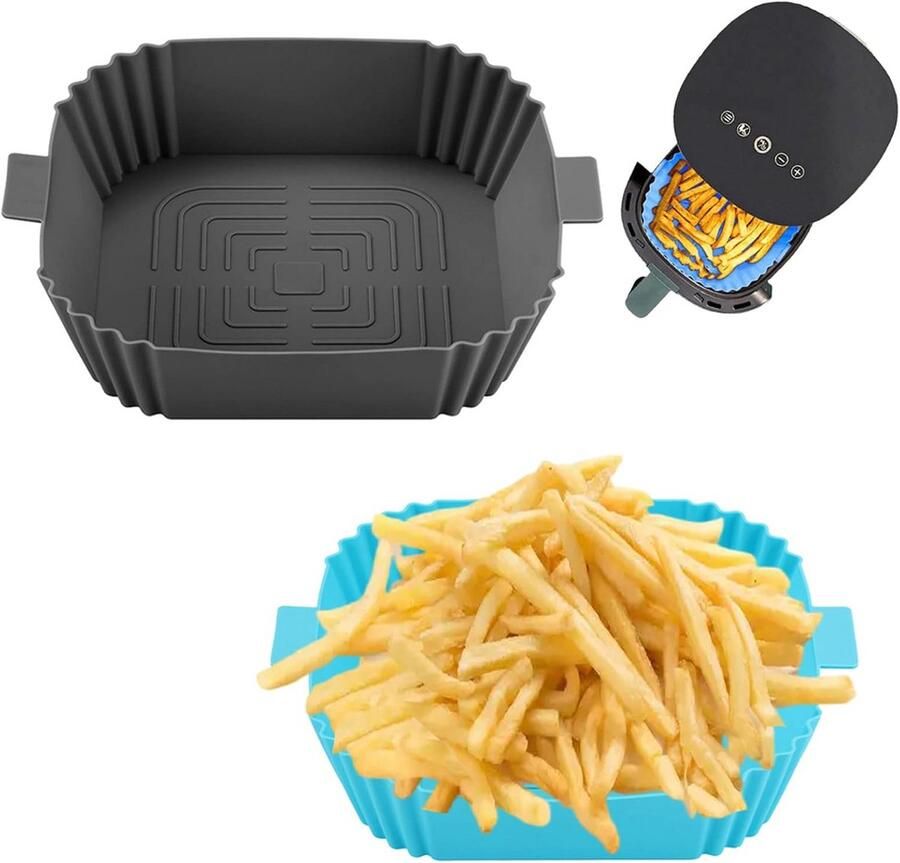 Herbruikbare Siliconen Pot voor Airfryer 2 Stuks Inklusief Antiaanbakmatten